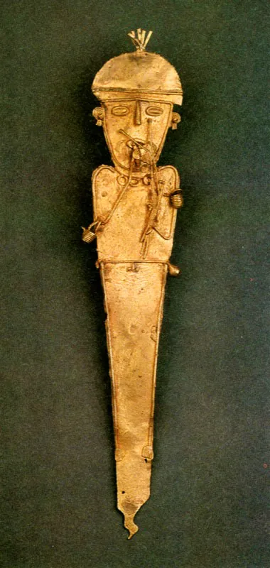  Figura votiva antropomorfa. Muisca.
	3.9 x 22.1 cm.
 