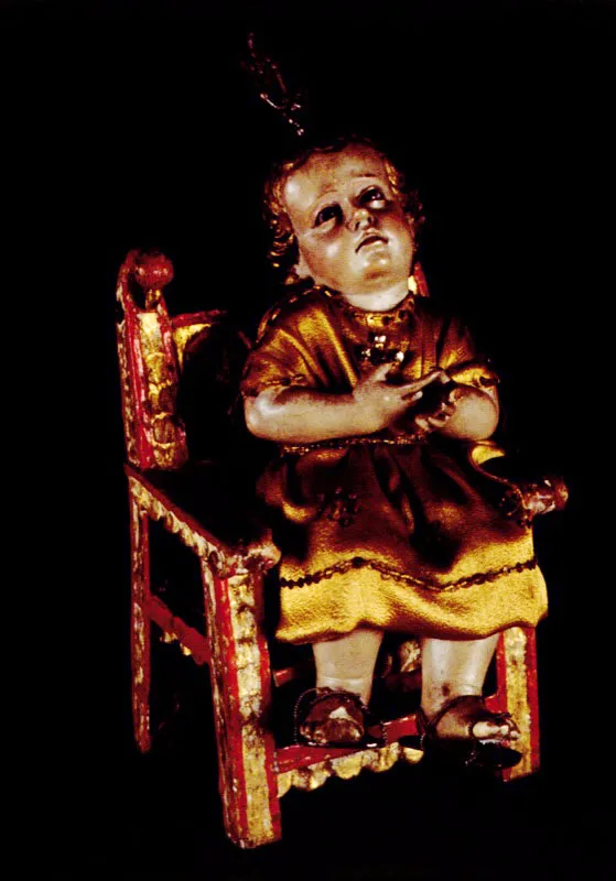 Taller Quiteño.
Niño de la Silla. Siglo XVII
Madera tallada y policromada.