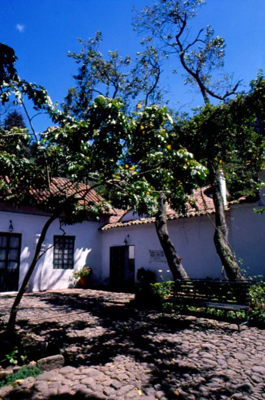 La Quinta con su 
	estilo colonial fue construida a principios del Siglo XIX y obsequiada al Libertador en 1820. Rodeada por amplias zonas verdes, la precede un pequeo parque. A sus costados se extienden amplios 
	jardines bordeados por caminos de 
	piedra.
 