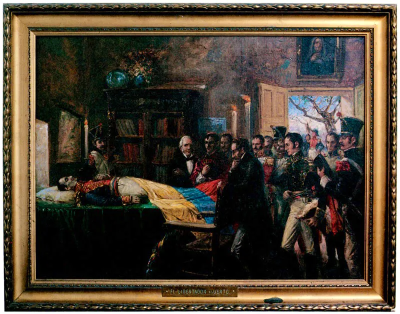 Pedro Quijano.
El Libertador Muerto. S. F.
Oleo sobre tela. 104 x 83 cm.
 