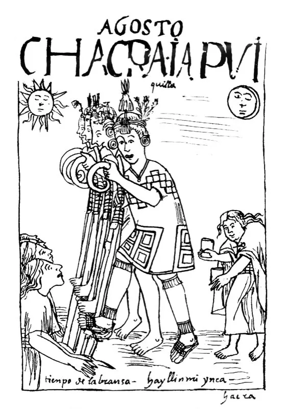 Viñetas ilustrativas de Felipe Guamán Poma de Ayala tomadas del libro Nueva crónica y buen gobierno de Felipe Guamán Poma de Ayala, publicada por la Biblioteca Ayacucho, Caracas, 1980. Jeremy Horner