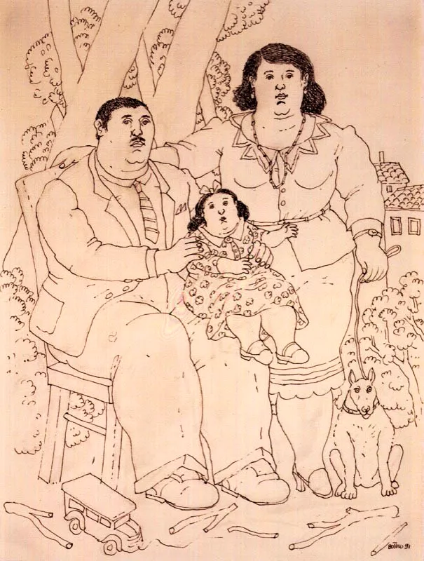 Familia / 1991 / pluma y tinta / 44 x 34 cm.   