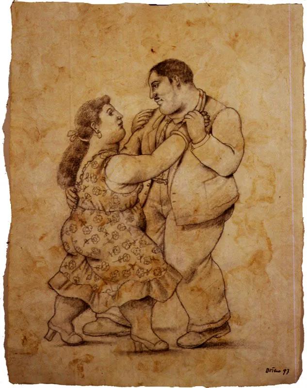 Pareja bailando / 1997 / lpiz / 50 x 40 cm 