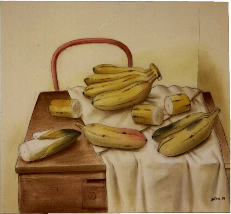 Naturaleza muerta con bananos (detalle) / 1998 / lpiz, acuarela y pastel / 115 x 104 cm 