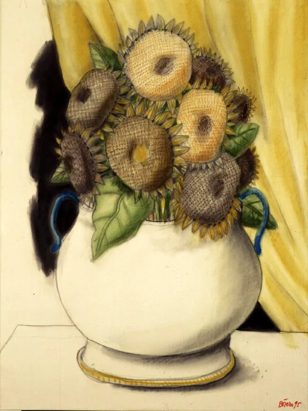 Girasoles (detalle) / 1995 / lpiz y acuarela / 101 x 132 cm 