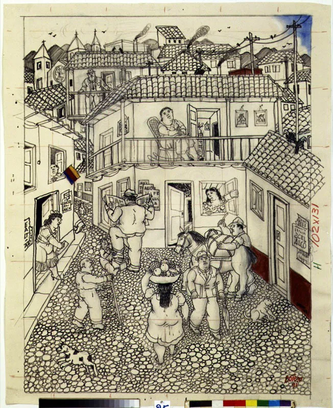 El pueblo / 1993 / tinta y acuarela / 131 x 102 cm 