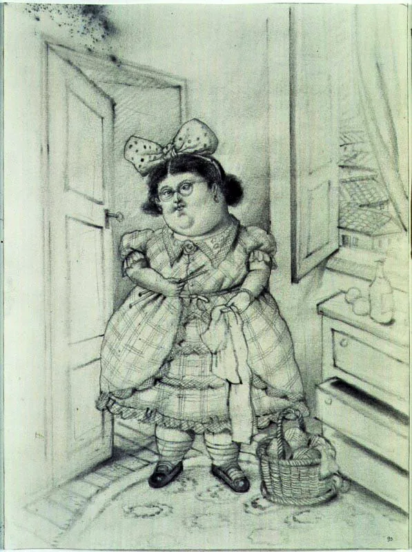 La tejedora / 1990 / lápiz / 47 x 36 cm.