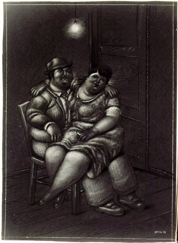 Una pareja / 1989 / tiza blanca / 46 x 34 cm 