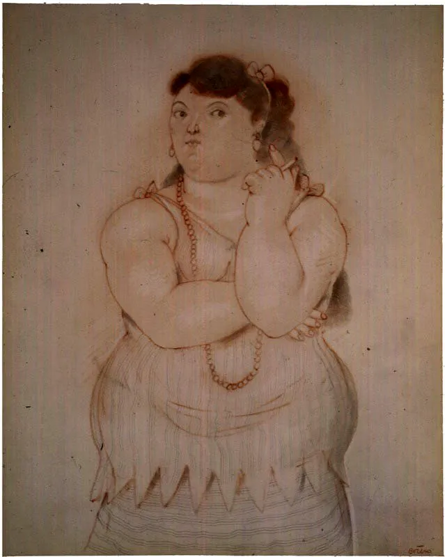 Mujer / 1983 / sanguina y lpiz / 43 x 35 cm 