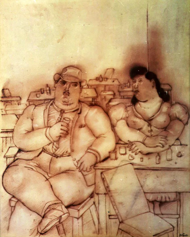 En el café / 1986 / tinta / 43 x 35 cm