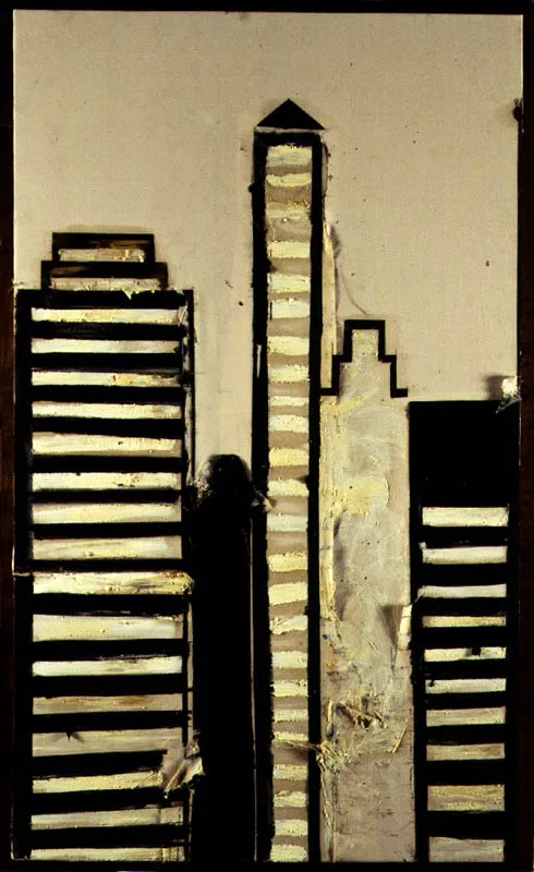 Paisaje urbano. 1997. Óleo sobre arpillera. 188 x 114.3 cm