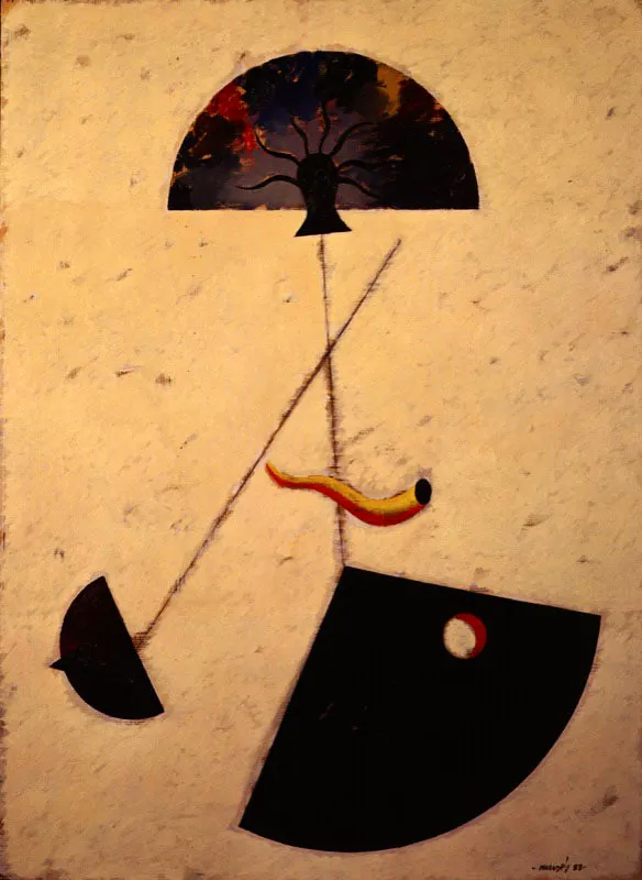 A la manera de Miró. 1983. Óleo sobre tela. 130 x 97 cm