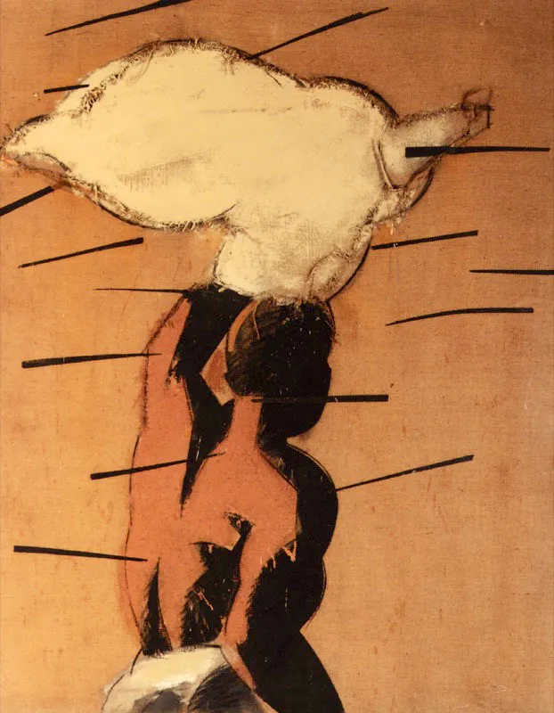 Personaje de la balsa de la medusa. 1987. leo sobre lino. 146 x 116 cm 