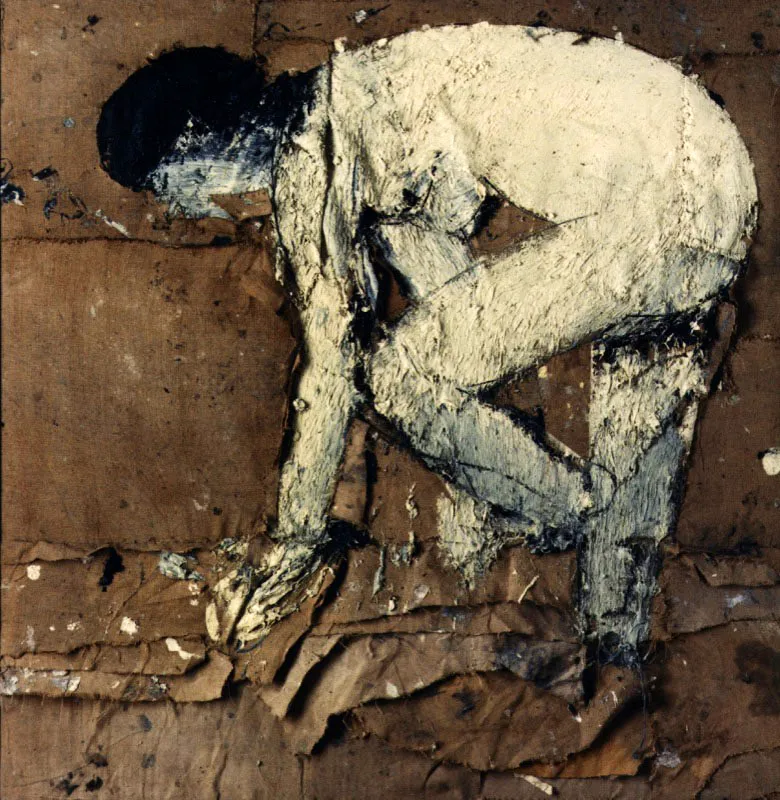 Mujer en el bao. 1989. leo sobre arpillera. 127 x 143,5 cm 