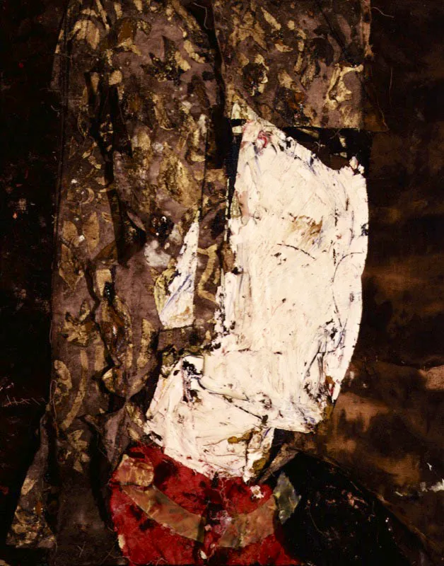Retrato con mantilla dorada. 1992. Óleo sobre arpillera. 132 x 104 cm