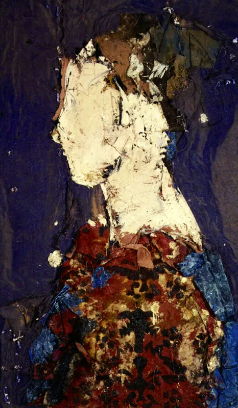 Perfil con fondo azul. 1992. leo sobre arpillera. 185 x 114 cm 