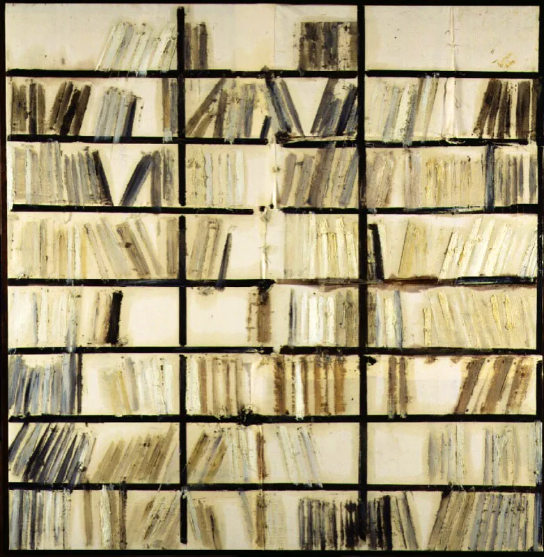 Libros. 1997. Óleo sobre arpillera. 200,7 x 200,7 cm
