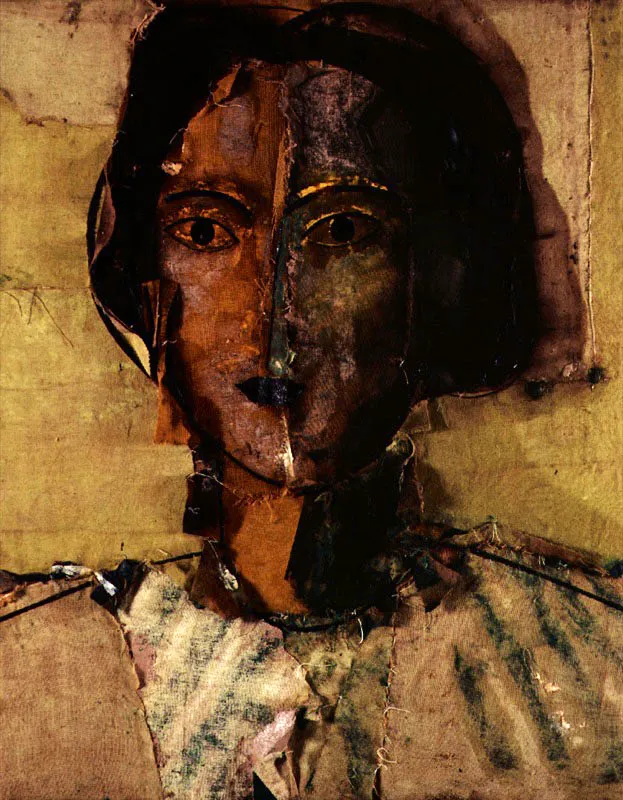 Retrato en verdes. 1997. Óleo sobre arpillera. 185 x 147 cm