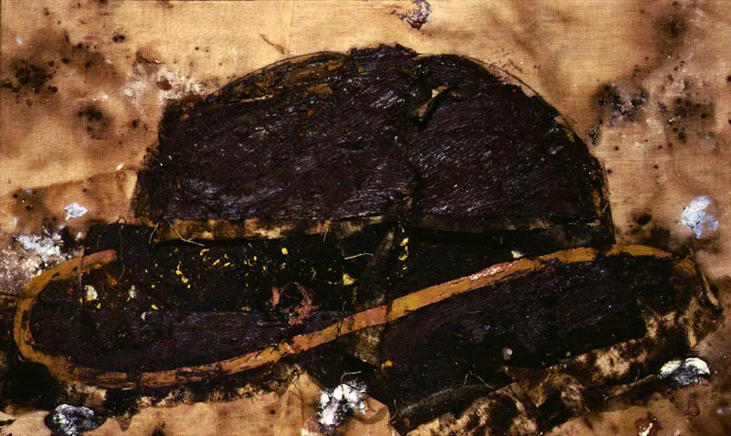 Sombrero marrón. 1994. Óleo sobre arpillera. 186 x 121 cm