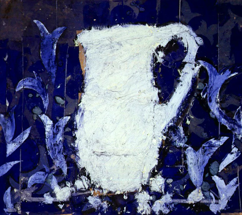 Jarro azul. 1994. Óleo sobre arpillera. 182 x 203 cm