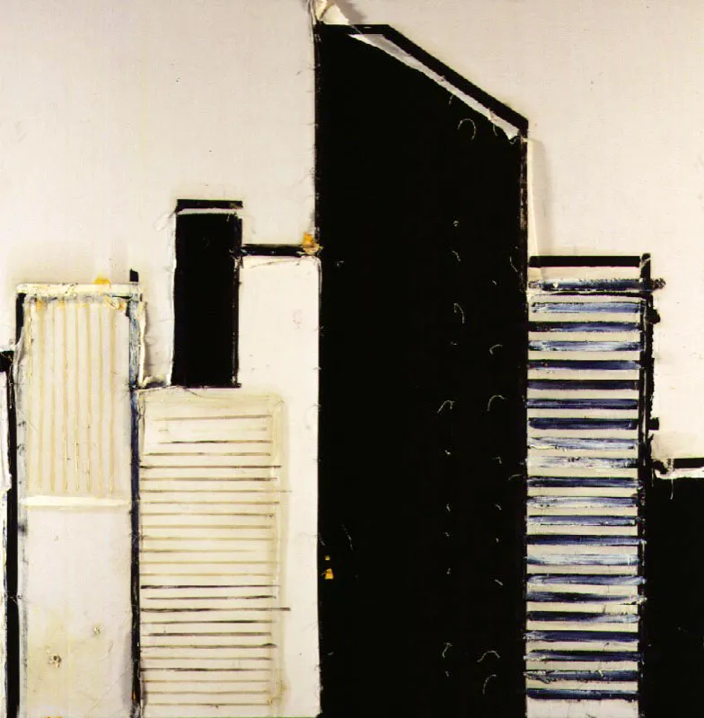 La ciudad. 1997. Óleo sobre arpillera. 200 x 200 cm