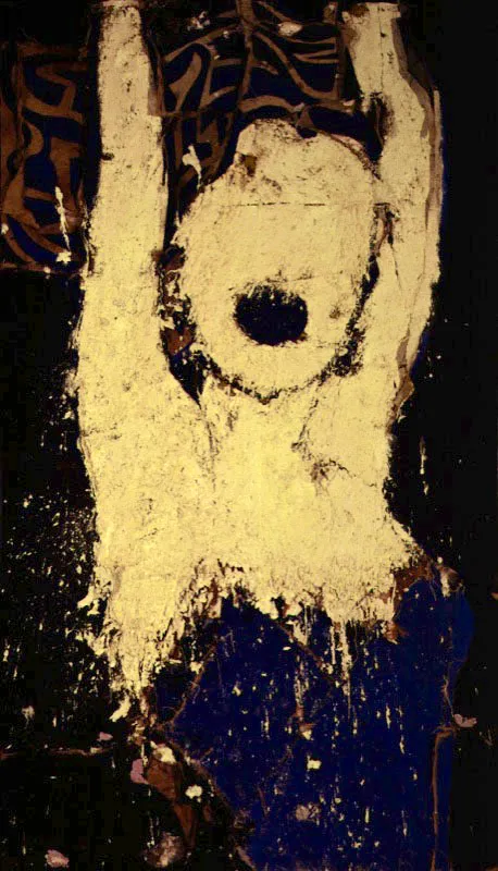 La chica con la pelota. 1990. Óleo sobre arpillera. 243 x 142 cm