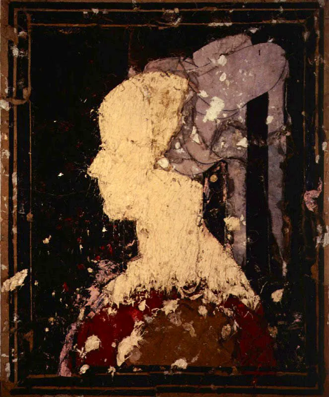 Retrato con marco. 1991. leo sobre arpillera. 218 x 182 cm 