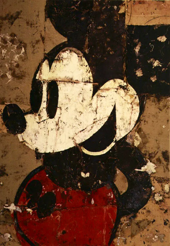 Mickey con pantaln rojo. 1991. leo sobre arpillera. 238 x 167 cm  