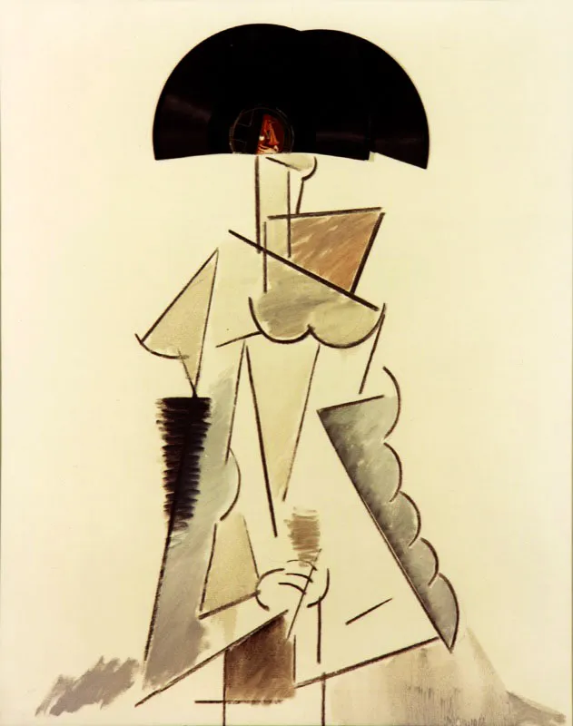 Oír a la reina.1982. Collage sobre tela. 100 x 81 cm