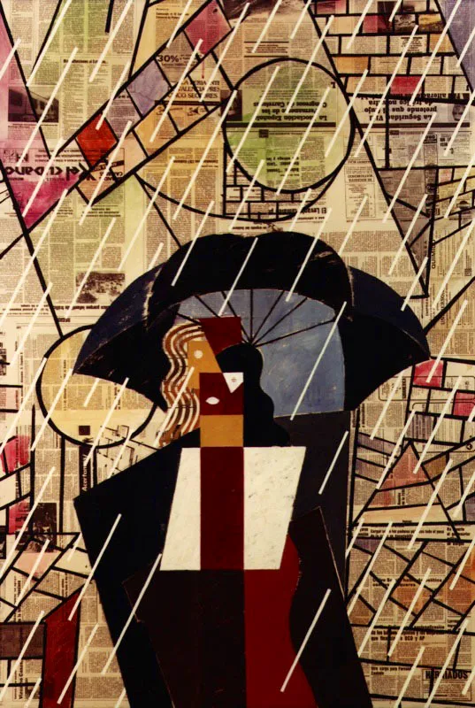 Personaje del paraguas. 1982. Óleo sobre tela. 150 x 103 cm