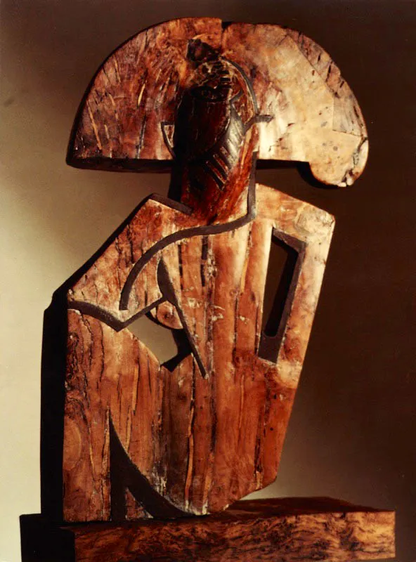 La reina Mariana XVI. 1982. Madera con incrustaciones de hierro. 91 x 60 x 27 cm