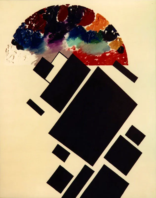 Rectángulos negros sobre fondo blanco. 1982. Óleo sobre tela. 100 x 81 cm