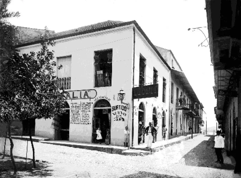 Esta era sencilla fachada de la Casa de Gobierno, antes de su remodelacin en los aos veinte. Los tres arcos de medio punto provienen del siglo XVIII.  