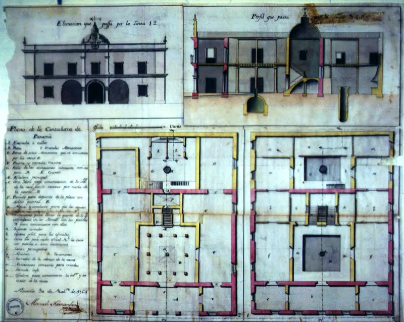 Plano de la Contadura de Panam, hoy Palacio de las Garzas, fechado el 3 de noviembre de 1764.  