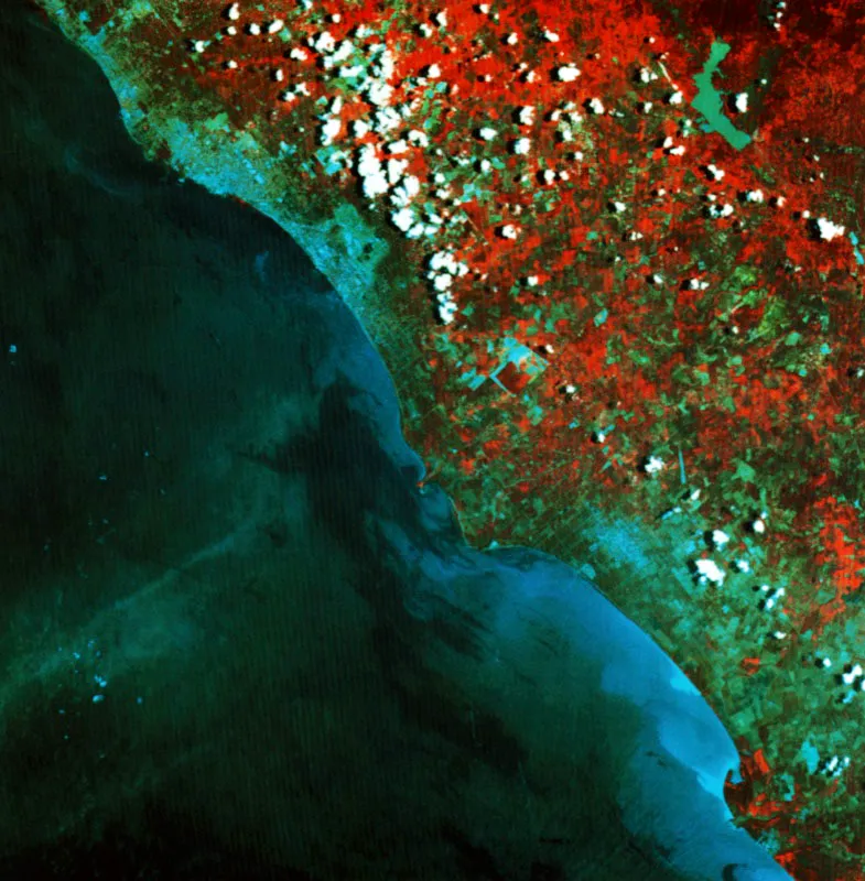 Orilla este del lago de Maracaibo y población
Ciudad Ojeda en Venezuela. Estado Zulia