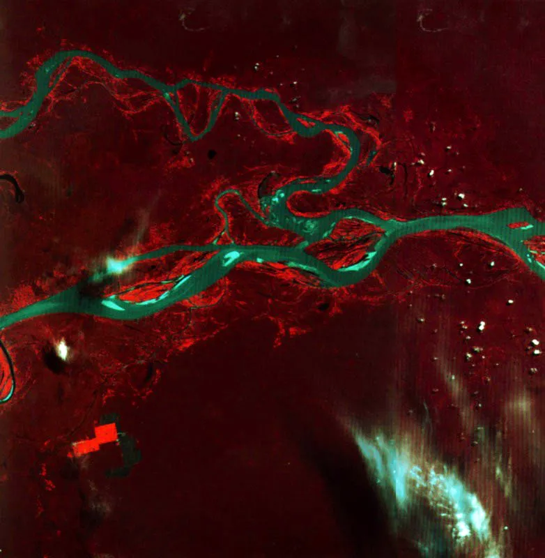 Confluencia del río Marañón
con el río Amazonas, al noreste de Iquitos.