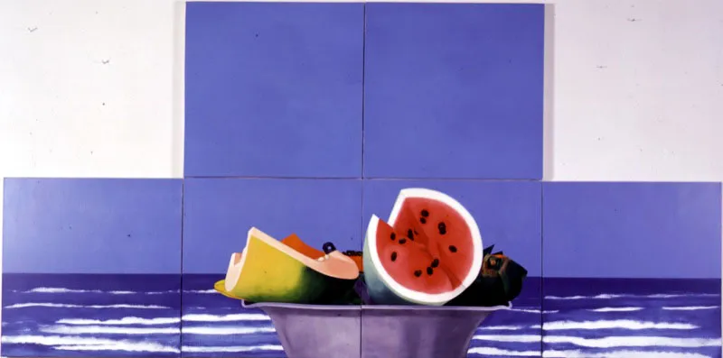 Mar caribe / 1999 / Óleo sobre lienzo /
6 páneles de 60 x 60 cm Óscar Monsalve
