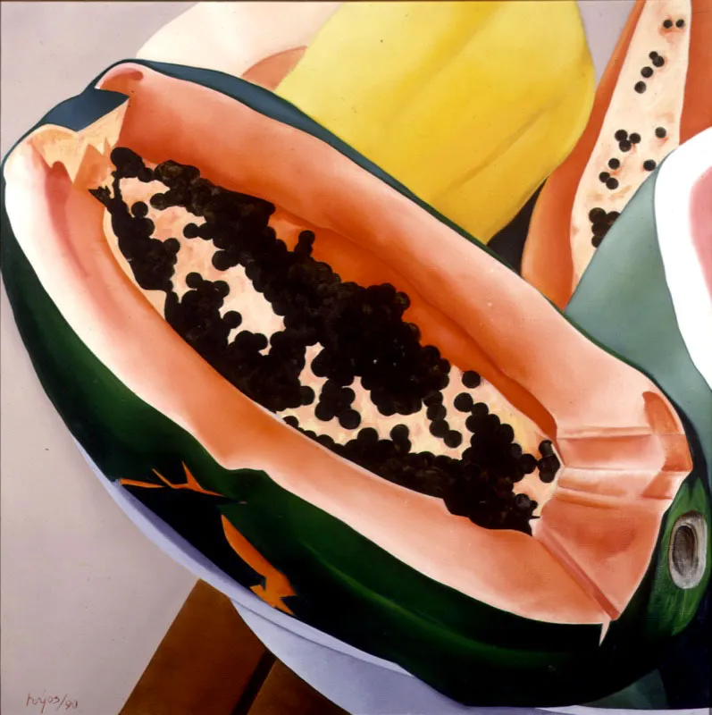 Papaya / 1990 / Óleo sobre lienzo / 100 x 100 cm Óscar Monsalve