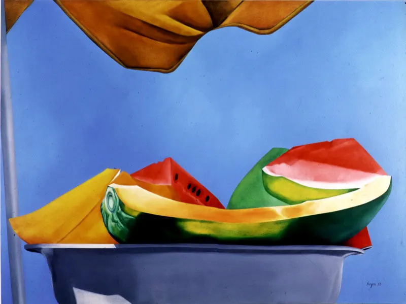 Derecha: Bodegón parasol / 1993 /
Óleo sobre lienzo / 150 x 200 cm Óscar Monsalve