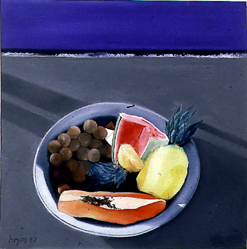 Bodegón / 1987 / Óleo sobre papel / 23,5 x 23,5 cm Óscar Monsalve