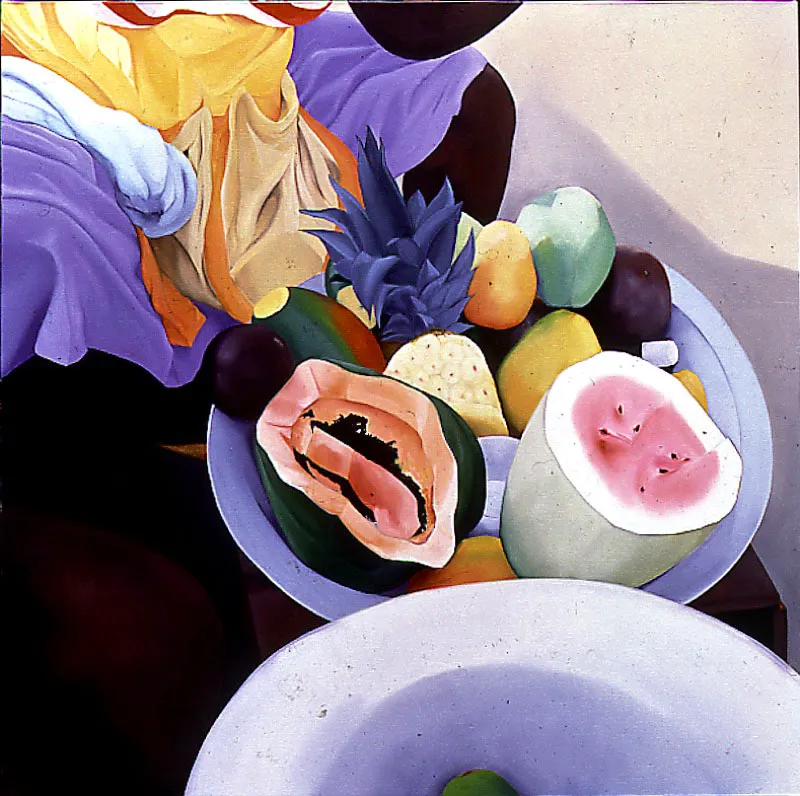 Palenquera. (De la serie 4:44 p.m.) / 1988 / Óleo sobre lienzo / 120 x 120 cm Óscar Monsalve