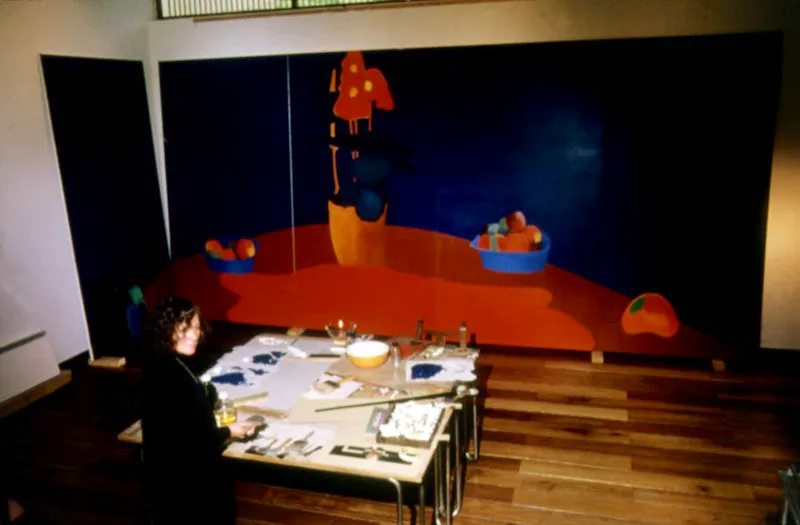 En su estudio, El gran desconocido
(Homenaje a Jawlenski) / 1987 /
Óleo sobre lienzo / 700 x 50 cm (5 páneles)
Óscar Monsalve