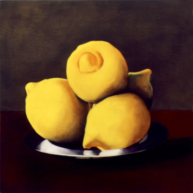 Limones. (Homenaje a Zurbarn) / 1987 / leo sobre lienzo / 100 x 100 cm scar Monsalve