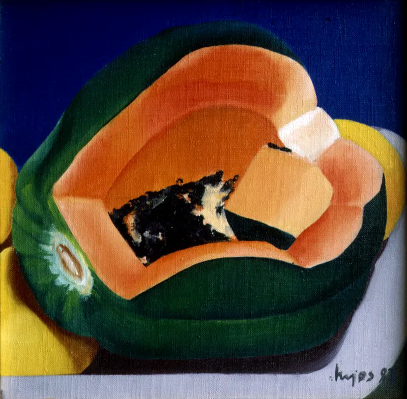 Papaya / 1987 / Óleo sobre lienzo / 26.5 x 26.5 cm Óscar Monsalve