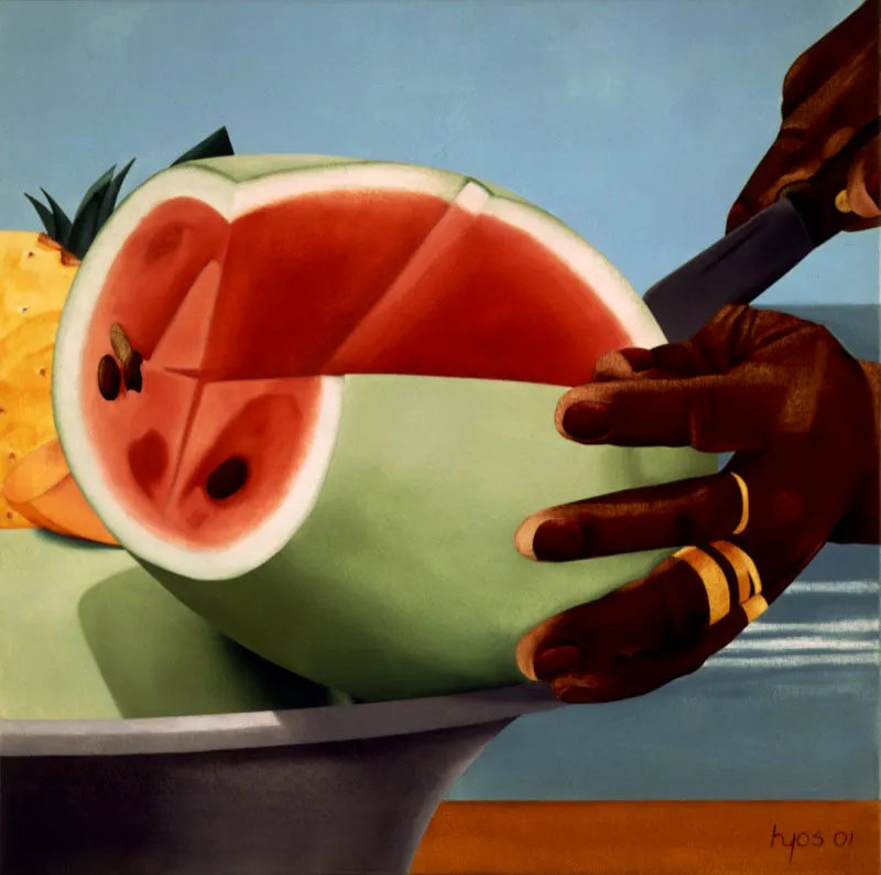 El corte de la patilla I / 2001 / Óleo sobre lienzo / 60 x 60 cm
Óscar Monsalve