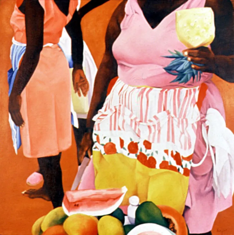 Palenqueras en Domingo / 1990 / Óleo sobre lienzo / 110 x 110 cm Óscar Monsalve
