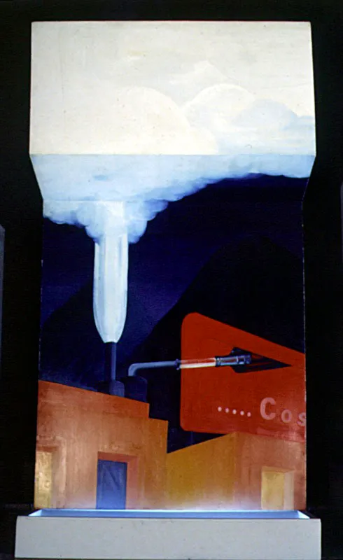 Paisaje / 1969 / Óleo sobre madera y ensamblaje con neón / 210 x 110 cm Óscar Monsalve