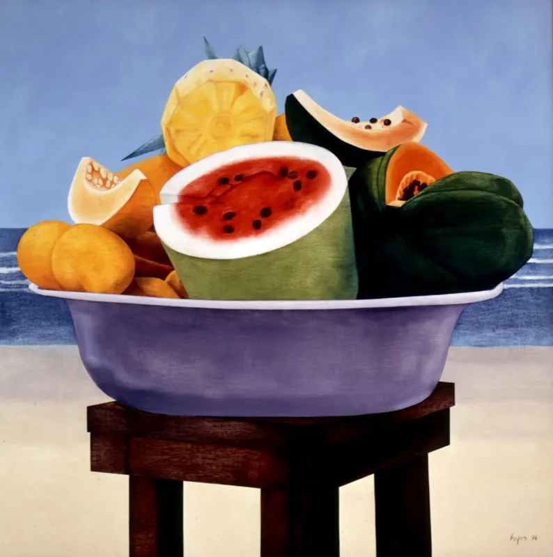 Fruta fresca / 1998 / leo sobre lienzo / 120 x 120 cm scar Monsalve