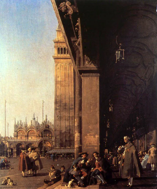 El Café Florian, en la Plaza de San Marcos, Venecia, fundado en 1720. Óleo de Anton Canaletto (1697-1768).