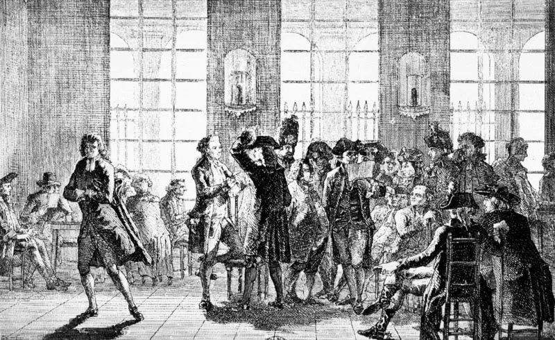 El Café de Foy, ubicado en el Palacio Real, donde Camille Desmoulins lanzó una arenga instigando a tomar la Bastilla, el 14 de julio de 1789, dando con ello inicio a la Revolución Francesa.